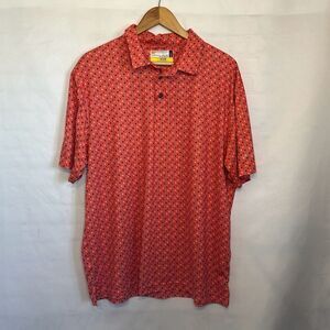 Nicklaus Mens Hot Corral Blue Patterned Golf Polo L Eco Choice‎ Stay Dri